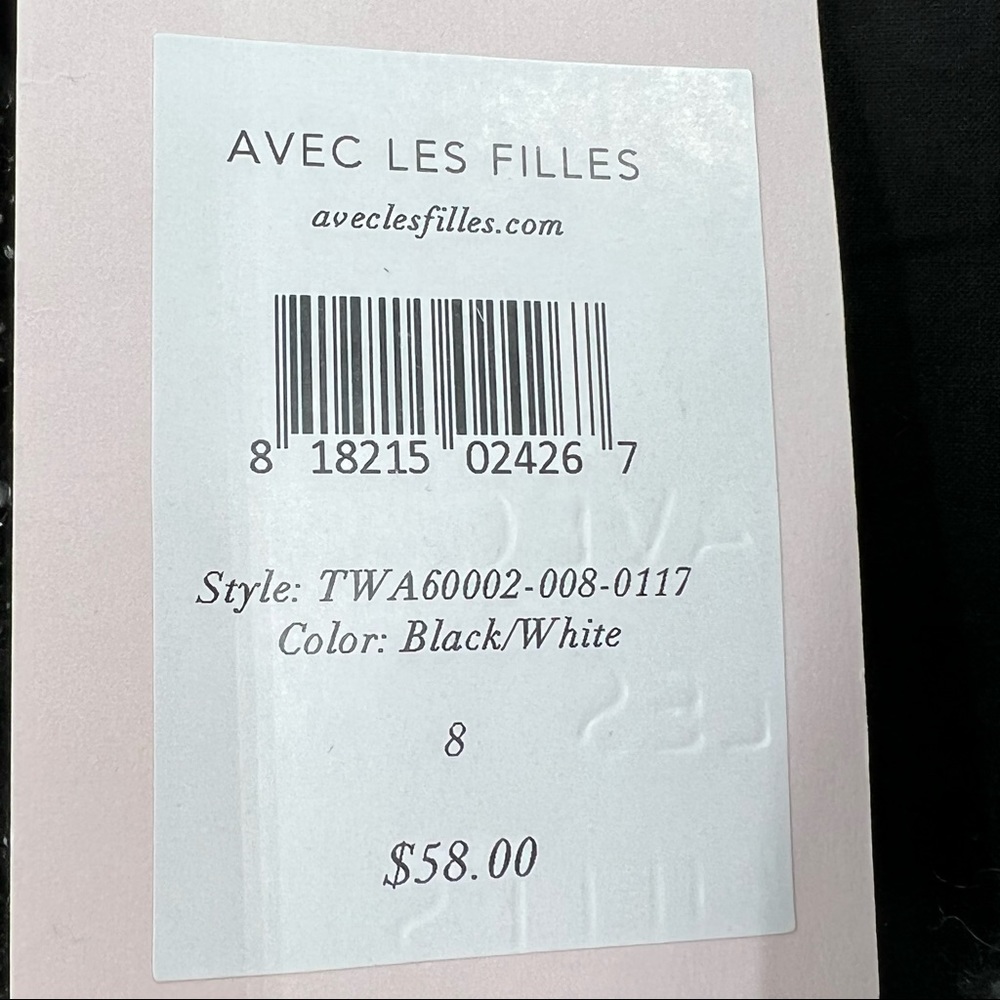 Avec Les Filles High-Waist Zip-Front Tweed Black & White Metallic Mini Skirt NWT - Picture 6 of 8